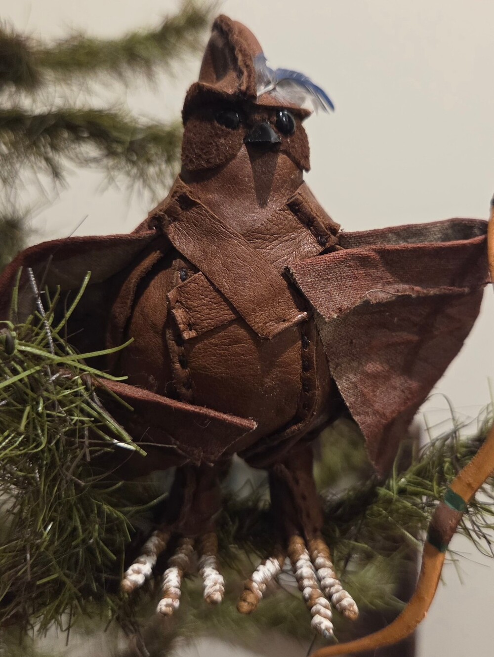 Robin No Hood Archer OOAK Leather Spritz Artisan Recreated 6" Bird